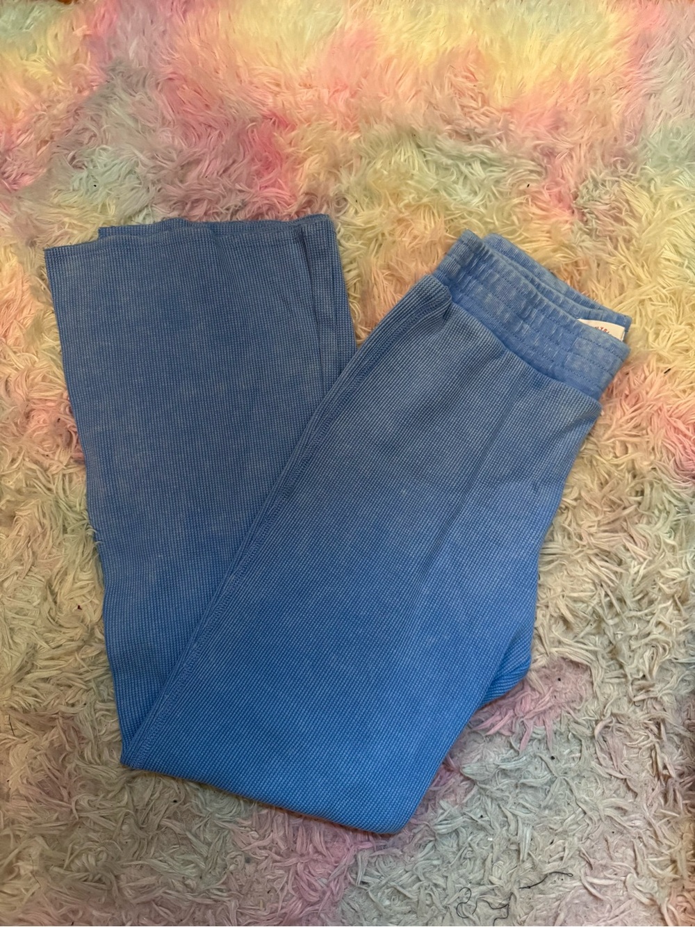Blue Ribbed / Waffle Knit Lounge Pants Small